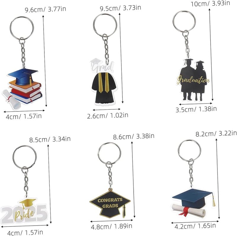 STOBAZA 6pcs Acrylic Graduation Keychains Doctoral Cap Charm Kindergarten School Party Favor - Image 2